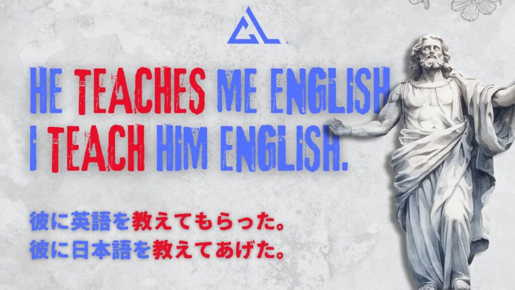 英語で「教えてもらう」も「教えてあげる」もteachを使う。